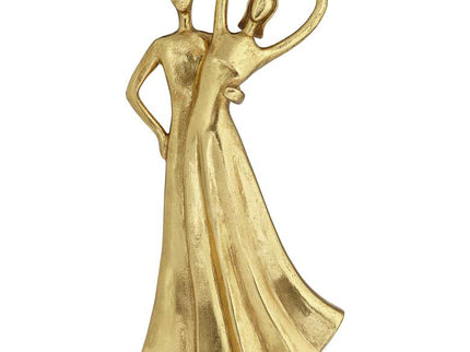 Couple Heart 12" High Shiny Gold Statue