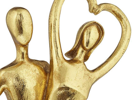 Couple Heart 12" High Shiny Gold Statue