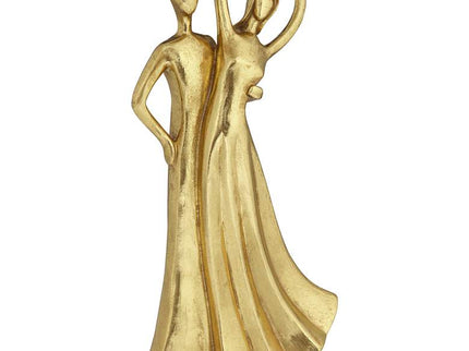 Couple Heart 12" High Shiny Gold Statue