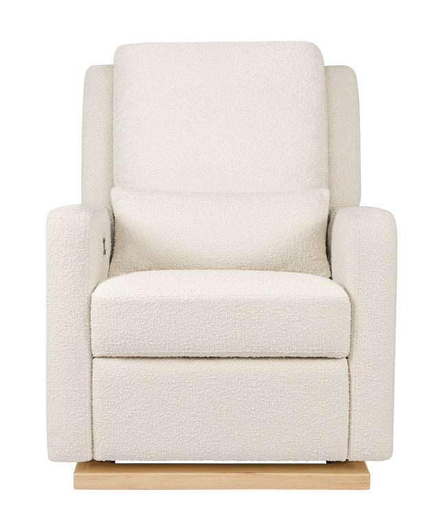 M23085WBLB,Babyletto,Sigi Glider Recliner w/ Electronic Control and USB in Ivory Boucle w/Light Wood Base