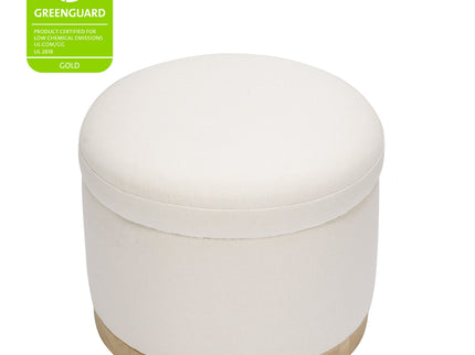 M22885PCMEWLB,Babyletto,Naka Storage Ottoman in Performance Cream Eco-Weave w/ Light wood base