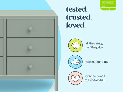 M25126LS,DaVinci,Birdie 6-Drawer Dresser in Light Sage