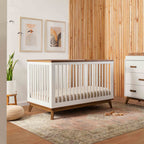 M5801WNL,Babyletto,Scoot 3-in-1 Convertible Crib w/ToddlerBed Conversion Kit in White/NaturalWalnut