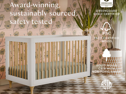 M9001WN,Babyletto,Lolly 3-in-1 Convertible Crib w/Toddler Bed Conversion Kit in White/Natural