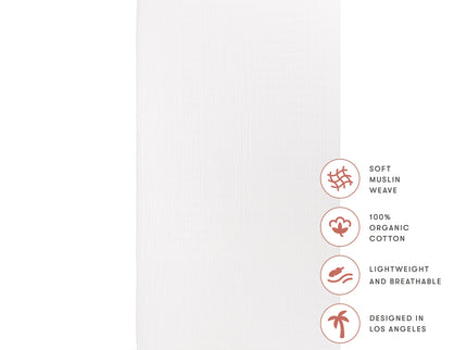 T29436,Babyletto,Plain White Muslin Mini Crib Sheet in GOTS Certified Organic Cotton