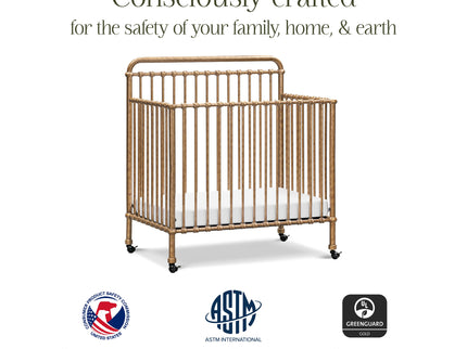 M15398VG,Namesake,Winston 4-in-1 Convertible Mini Crib in Vintage Gold