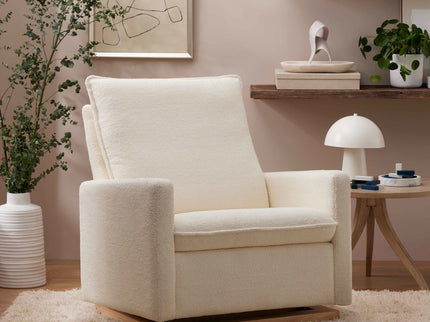 M20984CSHLB,Babyletto,Cali Pillowback Chair and a Half Glider in Chantilly Fleece w/ Light Wood Base