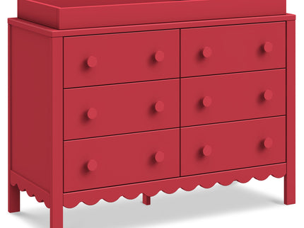 M27826TRD,DaVinci,Sammy Scallop 6-Drawer Dresser in Strawberry Red