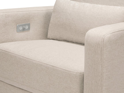 M23085PBEWLB,Babyletto,Sigi Glider Recliner w/ Electronic Control and USB in Performance Beach Eco-Weave w/Light Wood Base