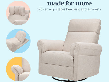 M24386BH,DaVinci,Suzy Flex Swivel Recliner w/ Adj. Arms & Headrest in Beach