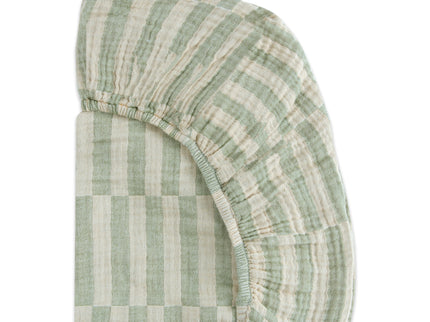 T30533,Babyletto,Moss Stripe Muslin All-Stages Midi Crib Sheet in GOTS Certified Organic Cotton