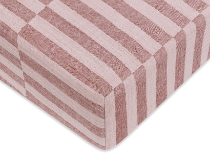 T30435,Babyletto,Maroon Stripe Muslin Crib Sheet in GOTS Certified Organic Cotton