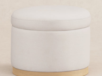 M22885PCMEWLB,Babyletto,Naka Storage Ottoman in Performance Cream Eco-Weave w/ Light wood base