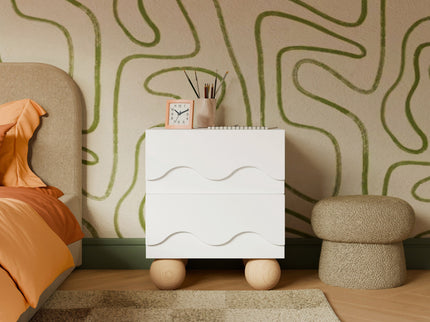 M31160WHY,Babyletto Kids,Lido Wave Nightstand in White and Honey