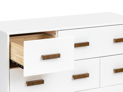 M5826WNL,Babyletto,Scoot 6-Drawer Dresser in White/Natural Walnut