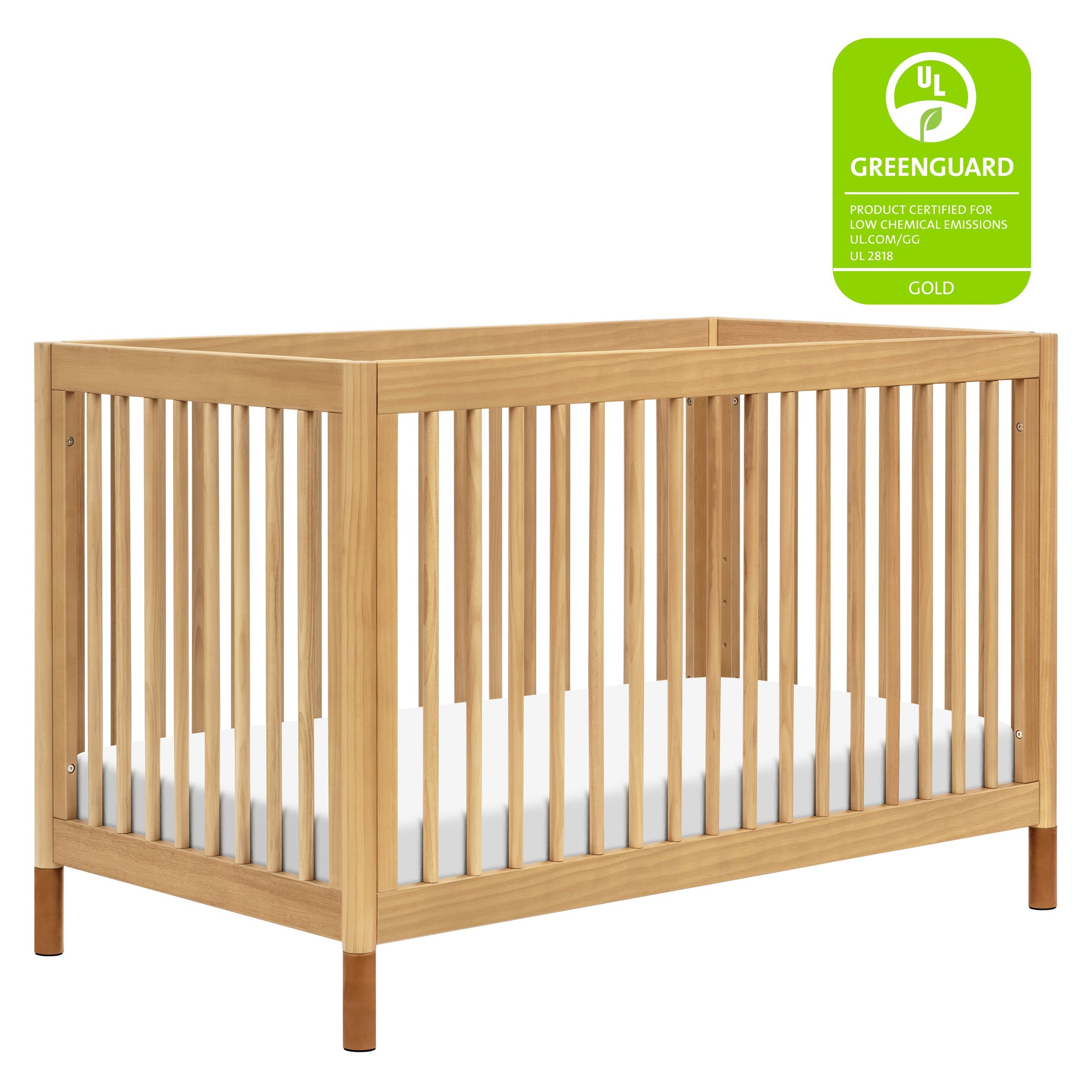M12901HYVTL,Babyletto,Gelato 4-in-1 Convertible Crib w/Toddler Bed Kit in Honey/Vegan Tan Leather Feet