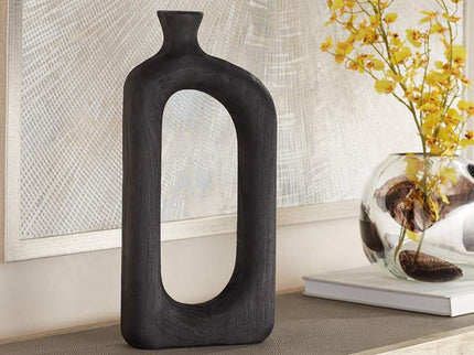 Dahlia Studios Amaranth 15 3/4" High Black Wood Modern Decorative Vase