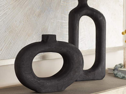 Dahlia Studios Amaranth Black Wood 2-Piece Decorative Vase Set