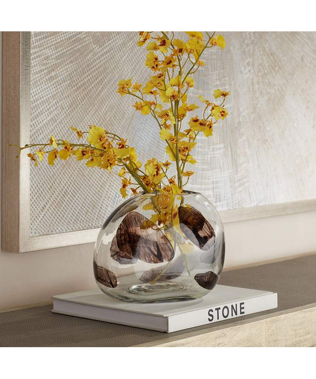 Dahlia Studios Beatrice 10 1/4" Wide Brown Transparent Glass Vase