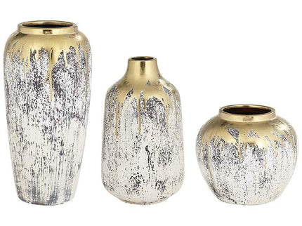 Dahlia Studios Blythe Matte Gold and Gray 3-Piece Decorative Vase Set
