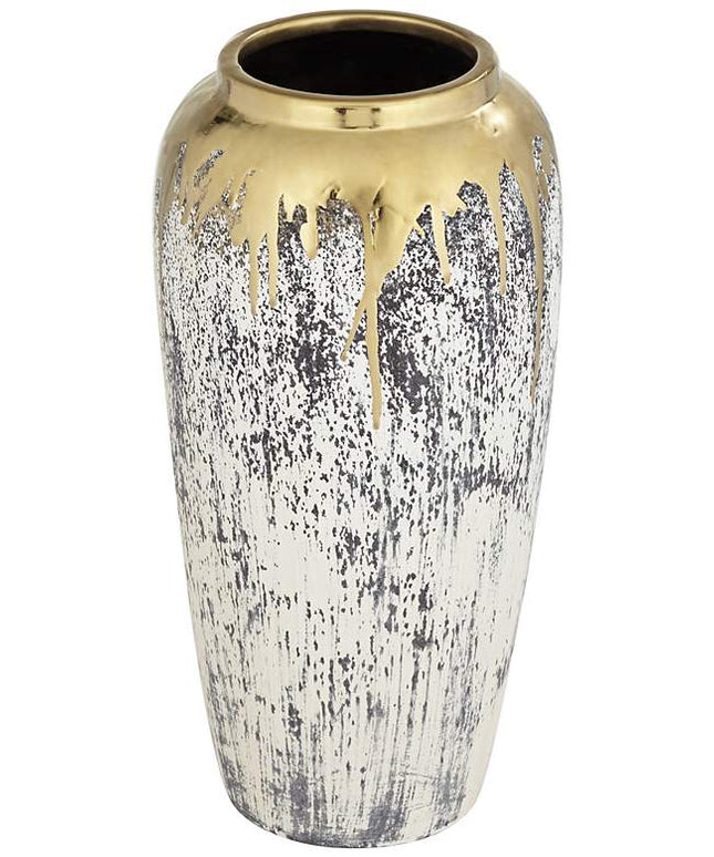 Dahlia Studios Blythe Matte Gold and Gray 3-Piece Decorative Vase Set