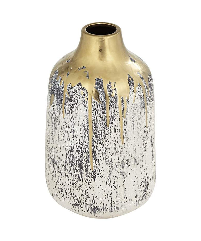 Dahlia Studios Blythe Matte Gold and Gray 3-Piece Decorative Vase Set