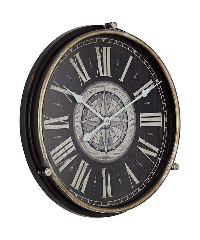 Dahlia Studios Carson 21 1/4" High Glossy Black Round Metal Wall Clock