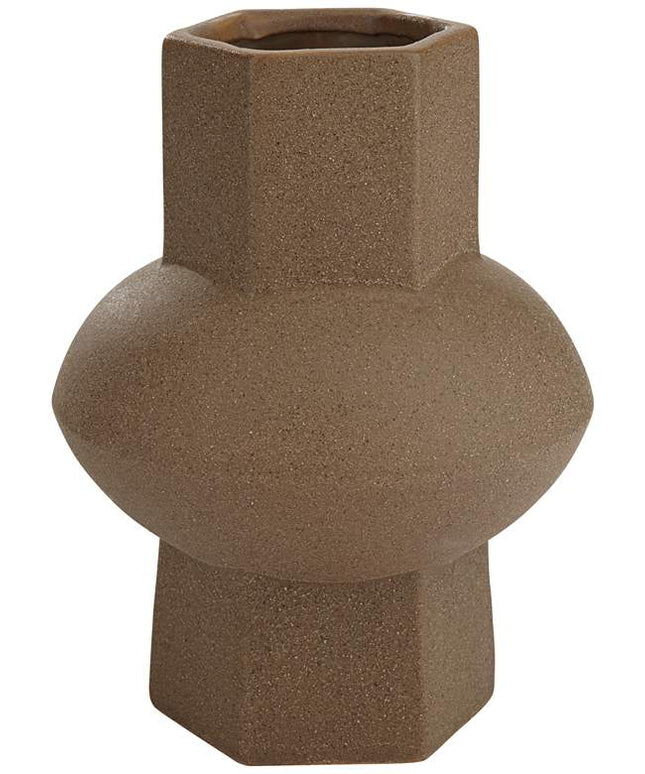 Dahlia Studios Emery 7 3/4" High Brown Modern Ceramic Hexagonal Vase