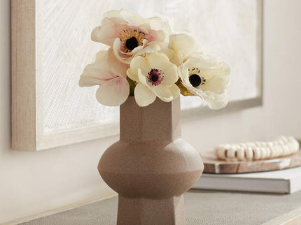 Dahlia Studios Emery 7 3/4" High Brown Modern Ceramic Hexagonal Vase