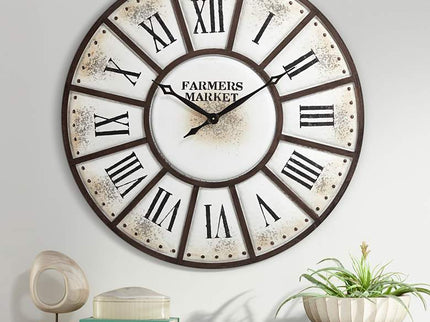 Dahlia Studios Farmers Market 39 1/4" Wide Rustic Metal Wall Clock