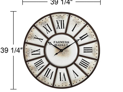 Dahlia Studios Farmers Market 39 1/4" Wide Rustic Metal Wall Clock