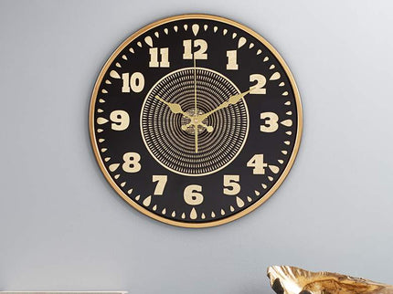 Dahlia Studios Willeton 14 1/2" Black and Gold Round Wall Clock