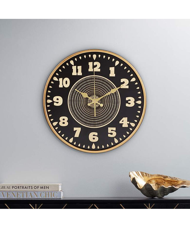 Dahlia Studios Willeton 14 1/2" Black and Gold Round Wall Clock