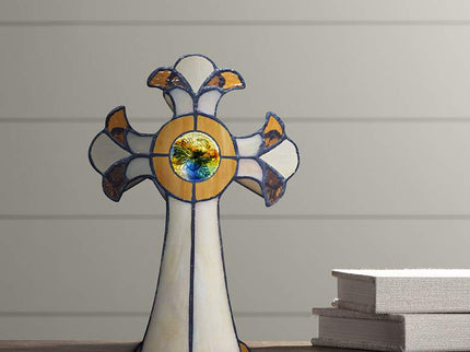 Dale Tiffany Cross 9" High Amber Art Glass Tiffany-Style Accent Lamp