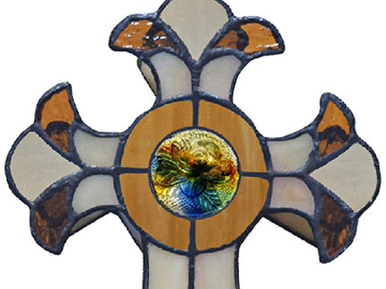 Dale Tiffany Cross 9" High Amber Art Glass Tiffany-Style Accent Lamp