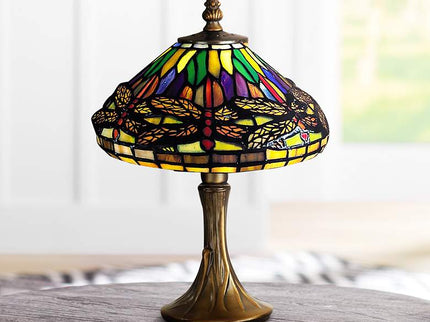 Dale Tiffany Dragonfly 11" High Brass Tiffany-Style Accent Lamp