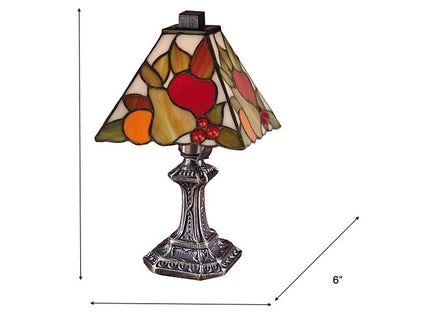 Dale Tiffany Fruit 11"H Antique Brass Art Glass Table Lamp