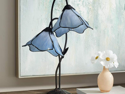 Dale Tiffany Poelking Blue Lily 21" High Glass 2-Light Accent Lamp