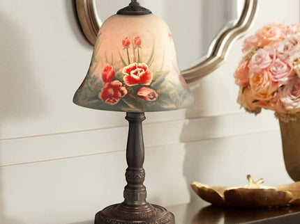 Dale Tiffany Rose Bell 15" High Hand-Painted Art Glass Accent Lamp