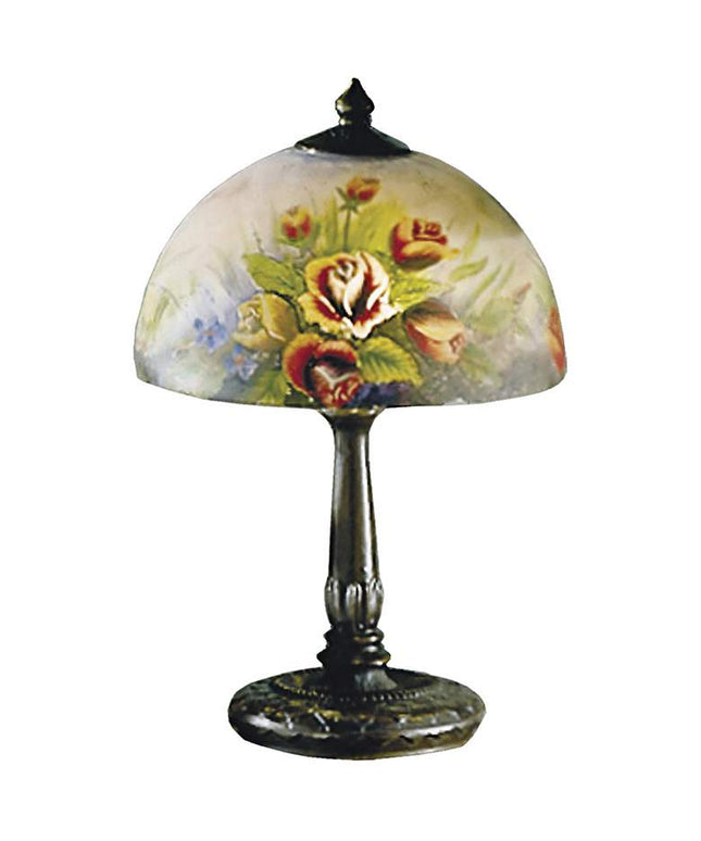 Dale Tiffany Rose Dome 16" High Hand-Painted Art Glass Table Lamp