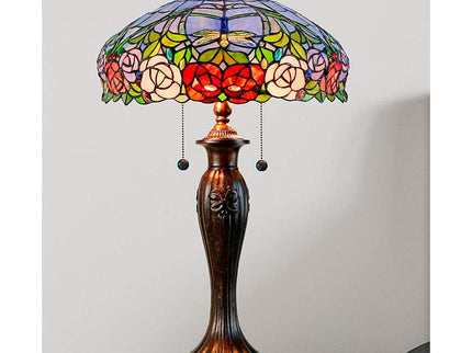 Dale Tiffany Zenia Fieldstone Rose Art Glass Table Lamp