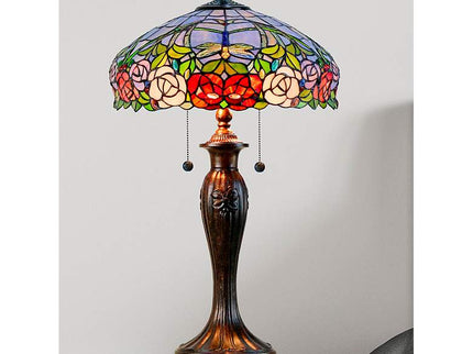 Dale Tiffany Zenia Fieldstone Rose Art Glass Table Lamp