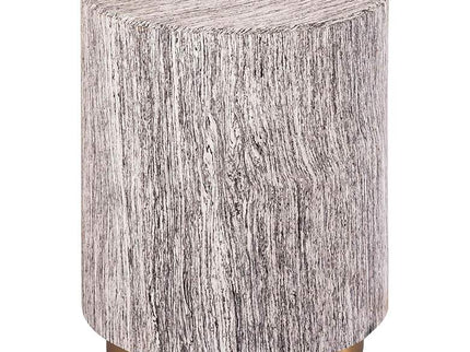 Dalhia 15" Wide Distressed White and Gold Side Table
