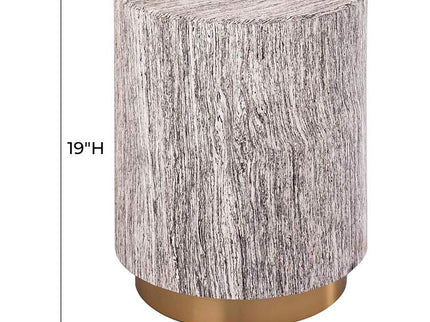 Dalhia 15" Wide Distressed White and Gold Side Table