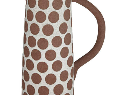Dara 11 3/4"H Matte White Brown Decorative Vase with Handle