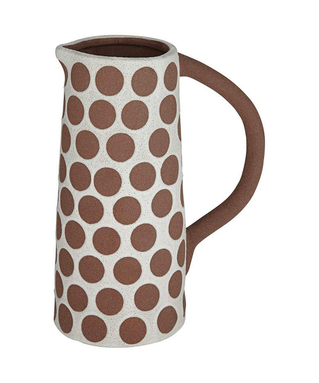 Dara 11 3/4"H Matte White Brown Decorative Vase with Handle