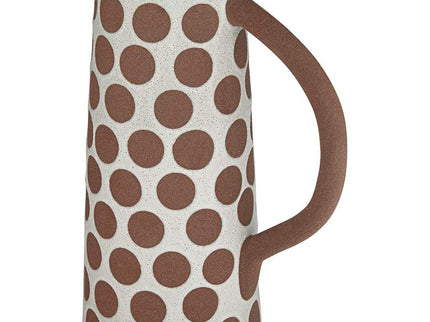 Dara 11 3/4"H Matte White Brown Decorative Vase with Handle