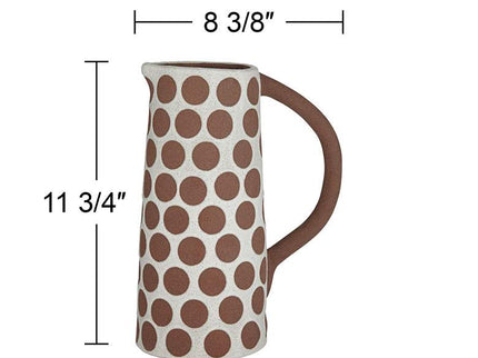 Dara 11 3/4"H Matte White Brown Decorative Vase with Handle
