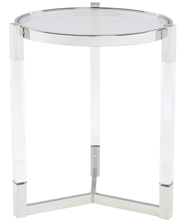 Darla 19" Wide Silver and Acrylic Modern Round Accent Table