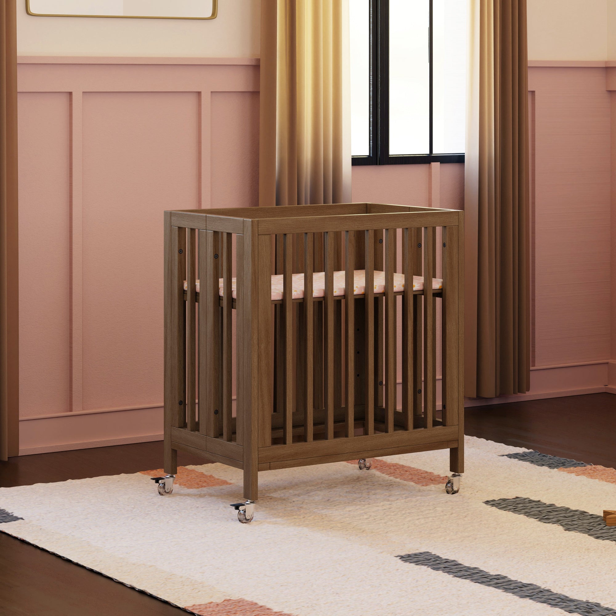M30880NL,Babyletto,Rolli 9-in-1 Convertible All-Stages« Crib w/ Bassinet & Toddler Bed Kits in Natural Walnut